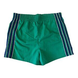 Vintage Rob Roy 80s Running Shorts Green Blue Stripe USA Track Gym Size 14